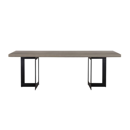 Modrest Sharon Modern Concrete & Black Metal Dining Table Grey Dining Table 76137 VGLBOWEN-DT200-01