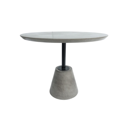 Modrest Nathrop Modern Grey Concrete & Black Metal Round Dining Table Grey Dining Table 76239 VGGR614190