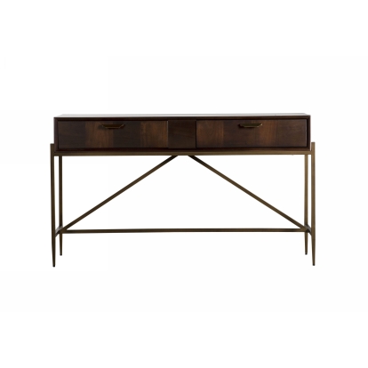 Modrest Shane Modern Acacia & Brass Console Table Brown Console Table 76275 VGNX-MEMPHIS-20181