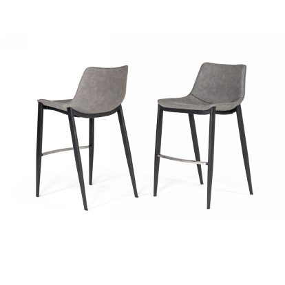 Modrest Jane Modern Grey & Black Counter Stool (Set of 2) Grey Bar Stool 78940Z VGHR5361C-GRY-BLK-BS