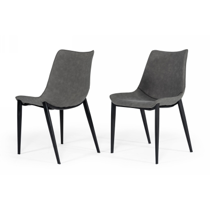 Modrest Frasier Modern Grey Eco-Leather Dining Chair (Set of 2 ) Grey Dining Chair 76284Z VGHR-3501