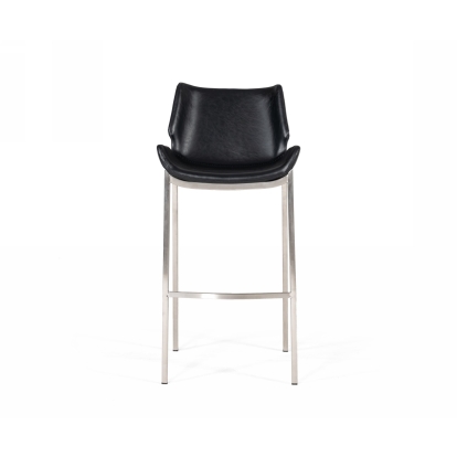 Modrest Dave Modern Black Eco-Leather Bar Stool (Set of 2) Black Bar Stool 76288Z VGHR5368-B