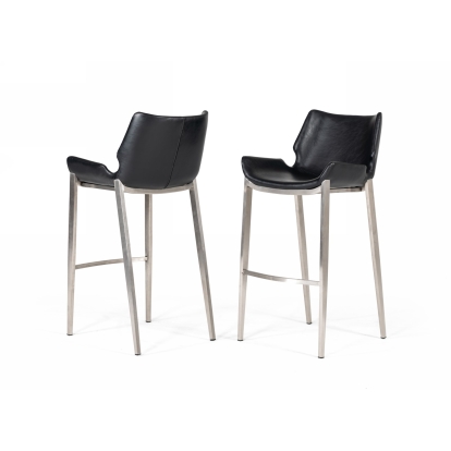 Modrest Dave Modern Black Eco-Leather Bar Stool (Set of 2) Black Bar Stool 76288Z VGHR5368-B