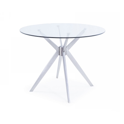 Modrest Dallas Modern Brushed Stainless Steel Dining Table Grey Dining Table 76292 VGHR7038-BSS