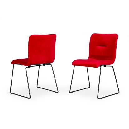 Modrest Yannis Modern Red Fabric Dining Chair (Set of 2) Red Dining Chair 76329Z VGMAMI-913-RED