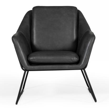 LA Furniture Jennifer Industrial Dark Grey Eco-Leather Accent Chair VGBNEC-090-DKGRY Contemporary Style by Vig Furnitrue Number 76344 Catch Home Goods