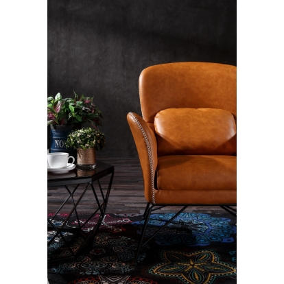 Modrest Kirk Modern Brown Eco-Leather Accent Chair  Brown Lounge Chair 76346 VGBNEC-059