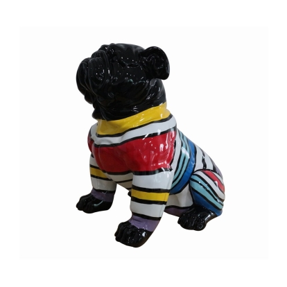 Modrest Modern Black & Colorful Sweater Pug Sculpture Multi-Toned Sculpture 76374 VGTHCH-0030
