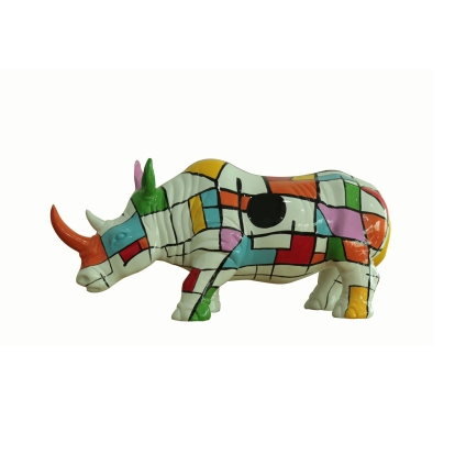 Modrest Abstract Colorful Rhino Sculpture Multi-Toned Sculpture 76375 VGTHDL-546