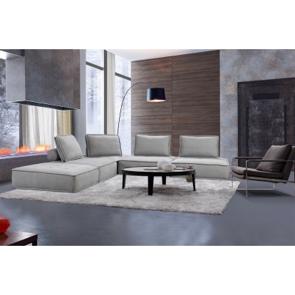 Divani Casa Nolden Modern Grey Fabric Modular Sectional Sofa Grey Sectional Sofa 76421 VGKNK8542-GREY