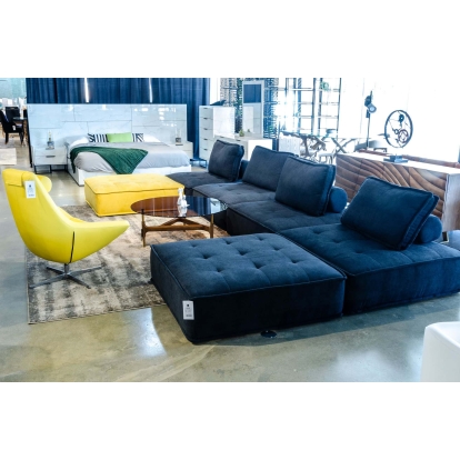 Divani Casa Nolden Modern Black Fabric Modular Sectional Sofa Black Sectional Sofa 76422 VGKNK8542-BLK
