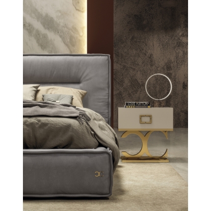 Lamod Italia Hollywood Italian Contemporary Grey Leather Bed Grey Bed 77473A|80217A VGDDHOLLYWOOD-EK