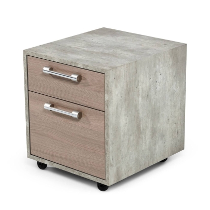 Nova Domus Boston Modern Brown Oak & Faux Concrete Office Small File Cabinet Grey Shelf Unit 76551 VGANBOSTON-FC-SMALL