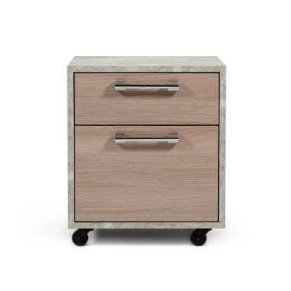 Nova Domus Boston Modern Brown Oak & Faux Concrete Office Small File Cabinet Grey Shelf Unit 76551 VGANBOSTON-FC-SMALL