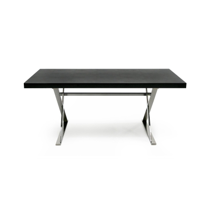 A&X Xavier Modern Black Crocodile + Stainless Steel Dining Table Black Dining Table 76626 VGUNAA815-180-BLKCROC