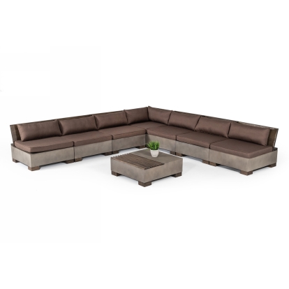 Modrest Delaware Modern Concrete Modular Sectional Sofa Set with Square Coffee Table Grey Sectional Sofa 76682 VGLB-RIVI-SQR-SET