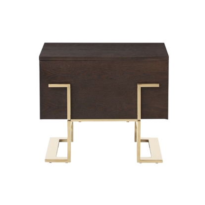 Modrest Moontide Modern Smoked Ash & Gold Nightstand Brown Nightstand 76720 VGVCJ1922-D