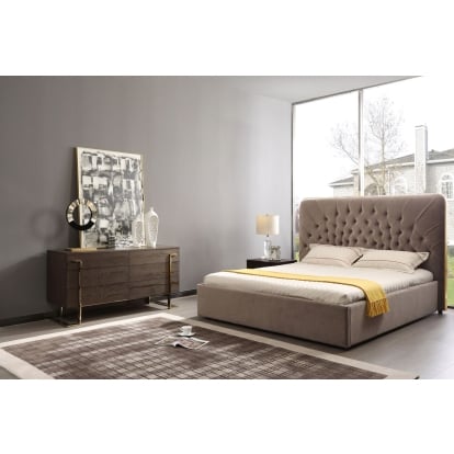 LA Furniture Moontide Eastern King Glam Beige Velvet and Brushed Brass Bed VGVCBD1922-19-BED-EK Contemporary Style by Vig Furnitrue Number 76723 Catch Home Goods
