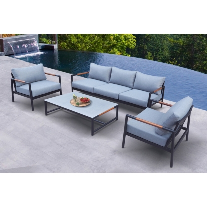 Renava Kiowa Modern Outdoor Grey & Black Sofa Set Grey Outdoor Sofa Set 76735 VGGE-BRIZE