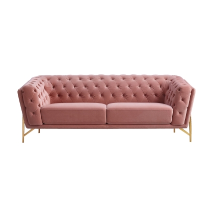 Divani Casa Aiken Modern Salmon Velvet Sofa Pink Sofa 76750 VGMB-1960-S
