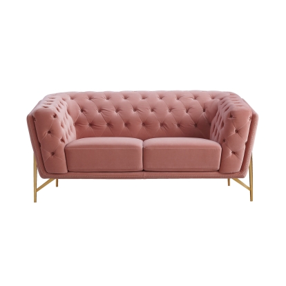 Divani Casa Aiken Modern Salmon Velvet Loveseat  Pink Sofa 76751 VGMB-1960-L