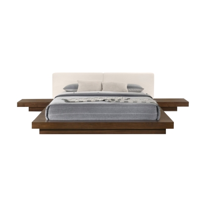 Modrest Tokyo Contemporary Walnut and White Platform Bed  Walnut Bed 76814|76813|76814A|76813A VGMABR-90-WAL-WHT