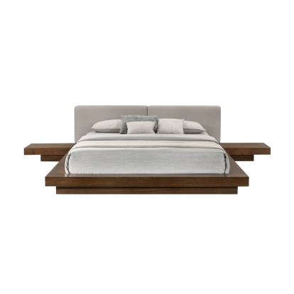 Modrest Tokyo Contemporary Walnut and Grey Platform Bed  Walnut Bed 76818A|76817A VGMABR-90-WAL-GRAY
