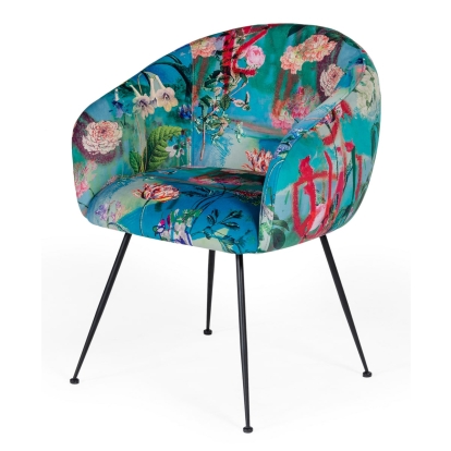 Modrest Roxann Contemporary Floral Velvet Dining Chair Multi-Toned Dining Chair 76873 VGEUMC-9292CH-A