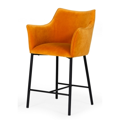 Modrest Exodus Modern Orange Velvet Counter Stool Yellow Bar Stool 76875 VGEUMC-9118CH-A-C