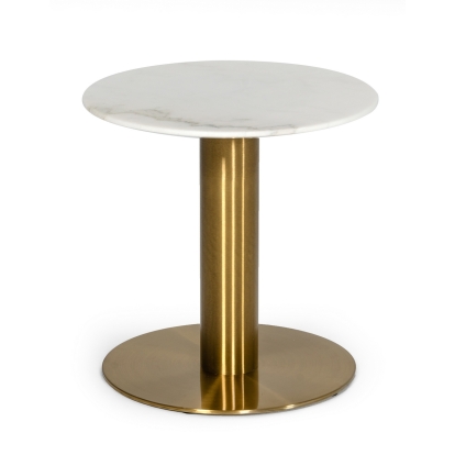 Modrest Fairway Glam White Marble and Brushed Gold End Table White End Table 76877 VGEUMC-6931ET