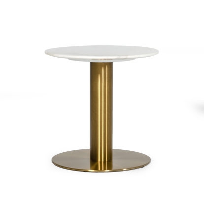 Modrest Fairway Glam White Marble and Brushed Gold End Table White End Table 76877 VGEUMC-6931ET