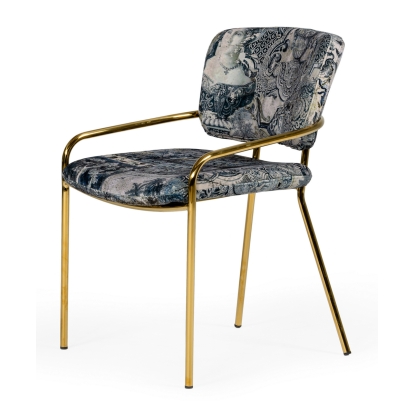 Modrest Farnon Modern Patterned Velvet and Gold Dining Chair  Dining Chair 76879 VGEUMC-9560-A