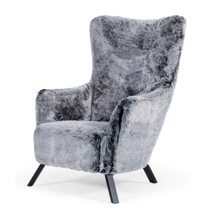 Modrest Findon Glam Grey Faux Fur Accent Chair Grey Lounge Chair 76881 VGEUMC-9359CH