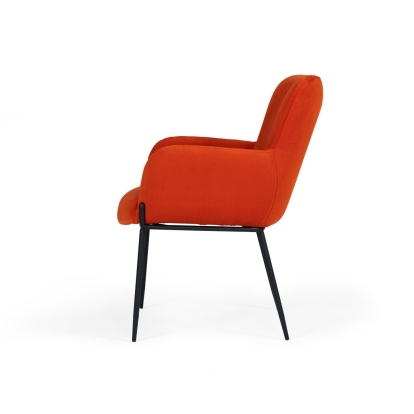 Modrest Frisco Mid-Century Orange Velvet dining Chair Orange Dining Chair 76882 VGEUMC-9577CH-A