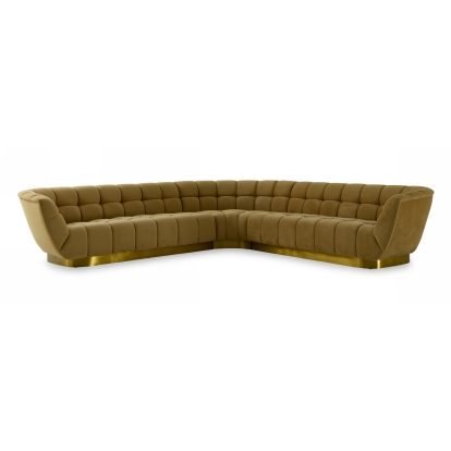 Divani Casa Granby Glam Mustard + Gold Fabric Sectional Sofa Gold Sectional Sofa 76894 VGODZW-946-SECT