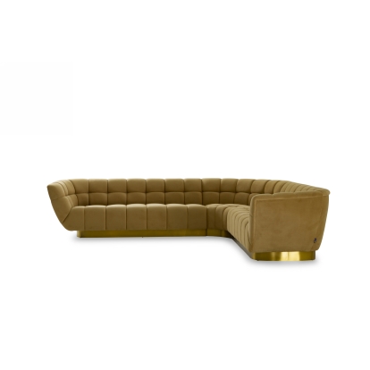 Divani Casa Granby Glam Mustard + Gold Fabric Sectional Sofa Gold Sectional Sofa 76894 VGODZW-946-SECT
