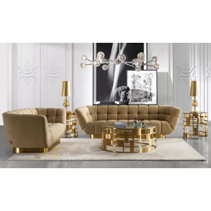 Modrest Kudo Glam Clear Glass and Gold Glass Coffee Table Gold Coffee Table 76918 VGODLZ-219C