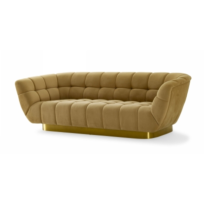 Divani Casa Granby Glam Mustard and Gold Fabric Sofa Gold Sofa 76898 VGODZW-946