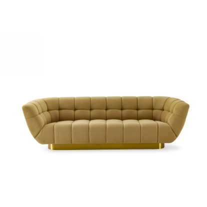 Divani Casa Granby Glam Mustard and Gold Fabric Sofa Gold Sofa 76898 VGODZW-946