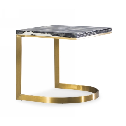Modrest Greely Glam Black and Gold Marble End Table Black End Table 76900 VGODLZ-178E