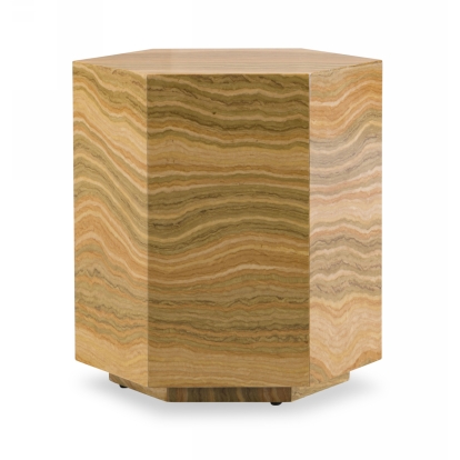 Modrest Lacuna Glam Amber and Gold Marble End Table Gold End Table 76910 VGODLZ-185E-H