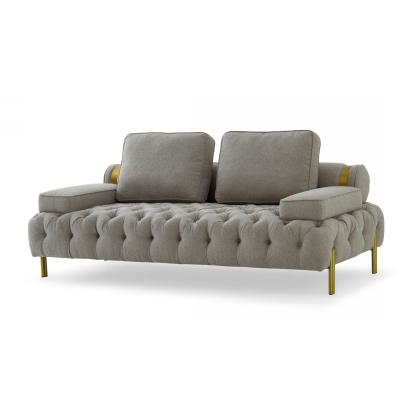 Divani Casa Ladera Glam Grey and Gold Fabric Loveseat Grey Sofa 76911 VGODZW-9106-LVST