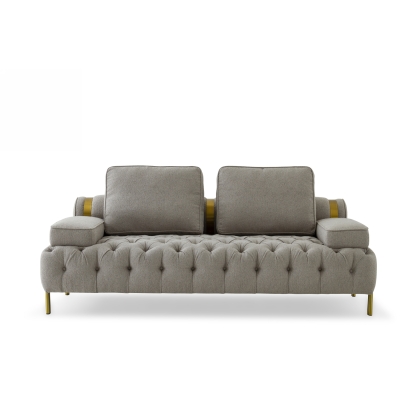 Divani Casa Ladera Glam Grey and Gold Fabric Loveseat Grey Sofa 76911 VGODZW-9106-LVST