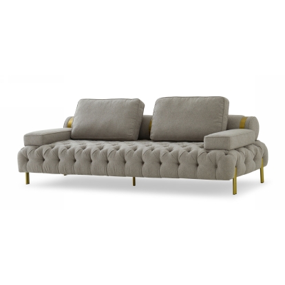 Divani Casa Ladera Glam Grey and Gold Fabric Sofa Grey Sofa 76912 VGODZW-9106