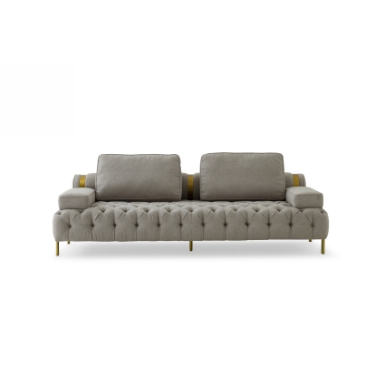 Divani Casa Ladera Glam Grey and Gold Fabric Sofa Grey Sofa 76912 VGODZW-9106
