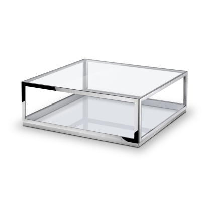 Modrest Weller Modern Stainless Steel Coffee Table Clear Glass Coffee Table 76933 VGHB343E