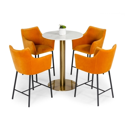 Modrest Fairway Glam White Marble and Brushed Gold Bar Table White Barware 76878 VGEUMC-6931BT