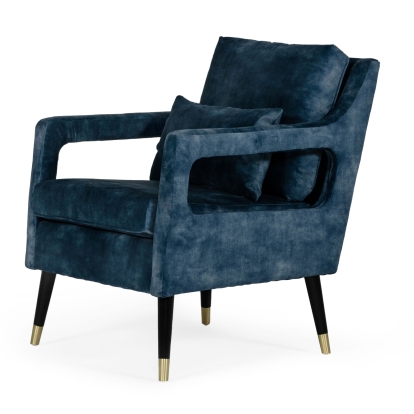 Divani Casa Doherty Mid-Century Blue Accent Chair Blue Lounge Chair 77020 VGHK-F4008-20