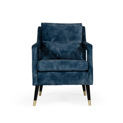 Divani Casa Doherty Mid-Century Blue Accent Chair Blue Lounge Chair 77020 VGHK-F4008-20