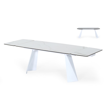 Modrest Encanto Modern White Ceramic Dining Table White Dining Table 77036 VGNS8762-DT